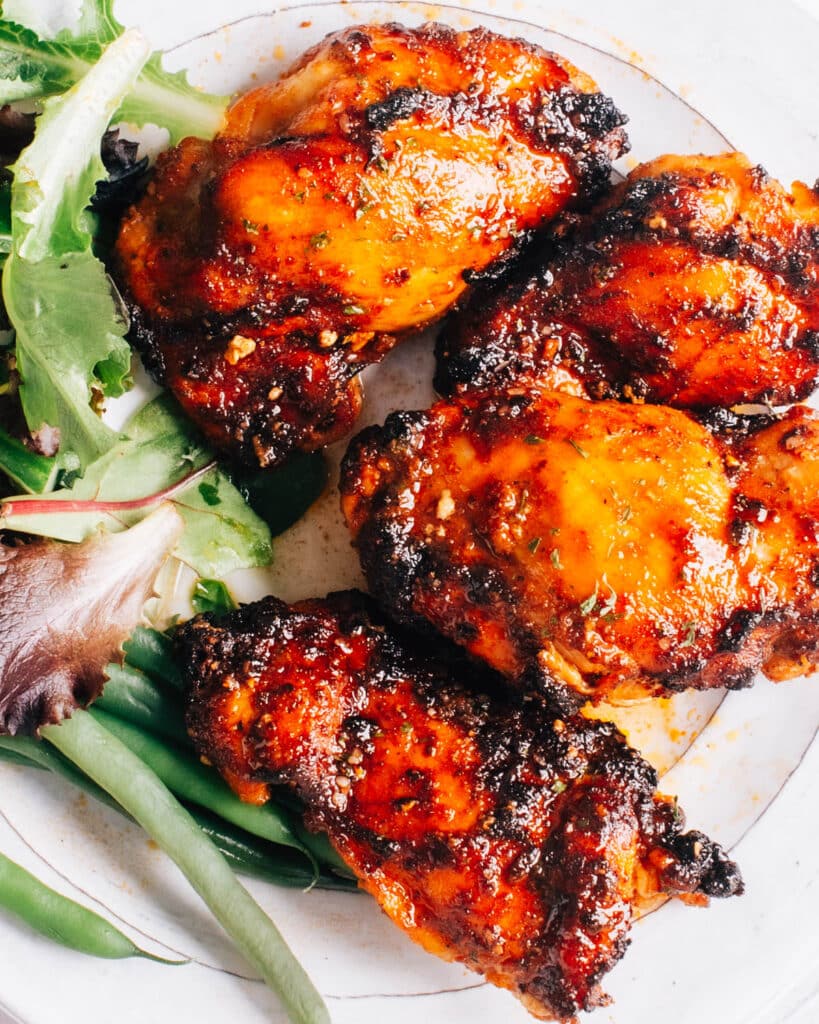 Air Fryer Boneless Chicken Thighs Close up